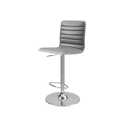 Colby Faux Leather High Back Bar Stool In Grey