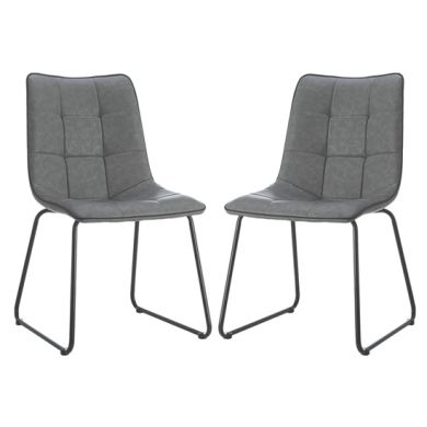 Colmore Grey Faux Leather Dining Chairs In Pair