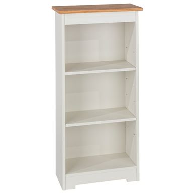 Colorado Low Narrow Wooden Bookcase In Natural Oak And White