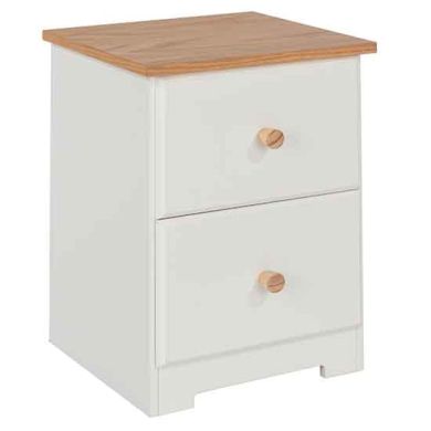 Colorado Wooden 2 Drawers Petite Bedside Cabinet In Natural Oak And White