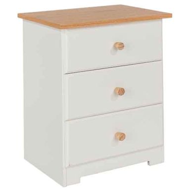 Colorado Wooden 3 Drawers Bedside Cabinet In Natural Oak And White