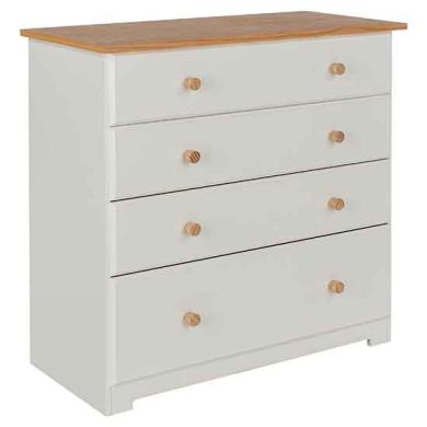Colorado Wooden Chest Of Drawers With 4 Drawers In Natural Oak And White
