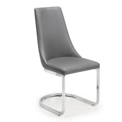Como Cantelever Faux Leather Dining Chair In Grey