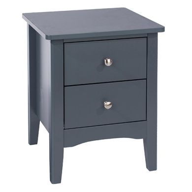 Como Petite Wooden 2 Drawers Bedside Cabinet In Dark Blue