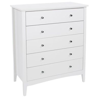 Como Wooden Chest Of 5 Drawers In White