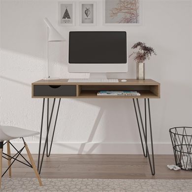 Concord Wooden Computer Desk With 1 Drawer And 1 Shelf In Natural