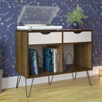 Concord Wooden Console Table In Brown Oak With 2 Drawers