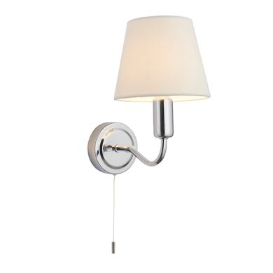 Conway Ivory Fabric Shade Wall Light In Chrome
