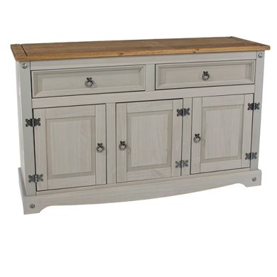 Corona Medium Wooden 3 Doors And 2 Drawers Sideboard In Grey