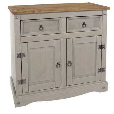 Corona Small Wooden 2 Doors And 2 Drawers Sideboard In Grey