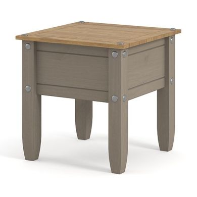 Corona Square Wooden Lamp Table In Grey