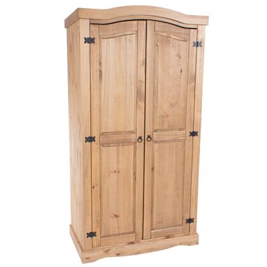 Corona Wooden 2 Doors Wardrobe In Antique Wax