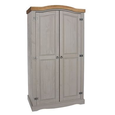 Corona Wooden 2 Doors Wardrobe In Grey