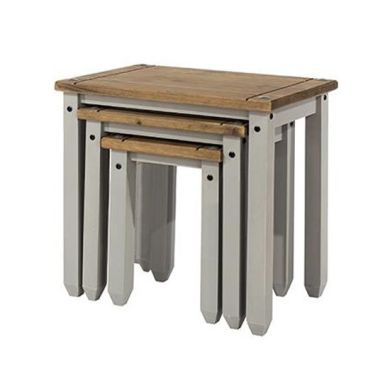 Corona Wooden Nest Of 3 Tables In Grey