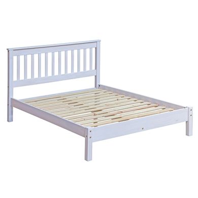 Corona Wooden Slatted Lowend Double Bed In White