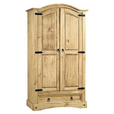 Corona Wooden Wardrobe In Light Pine With 2 Doors And 1 Drawers