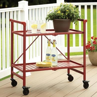 Cosco Intellifit Folding Drinks Trolley In Ruby Red With 2 Shelves