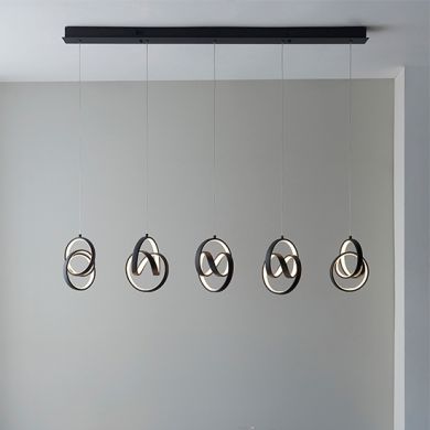 Cosma LED 5 Lights Linear Ceiling Pendant Light In Textured Black