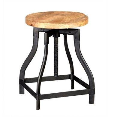 Cosmo Industrial Round Wooden Stool In Reclaimed Wood