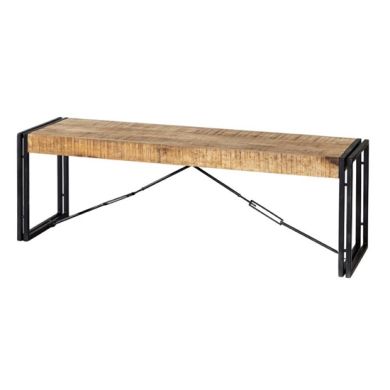Cosmo Industrial Wooden Dining Bench In Oak With Black Metal Legs