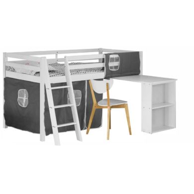 Cosmo Wooden Midsleeper Bunk Bed With Study Desk In White