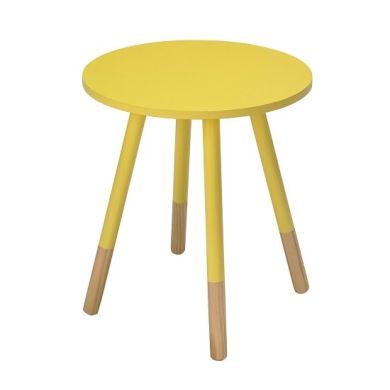 Costa Wooden Side Table In Yellow
