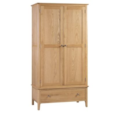 Cotswold Wooden 2 Doors 1 Drawer Wardrobe In Natural