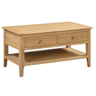 Cotswold Wooden 2 Drawers Coffee Table In Natural