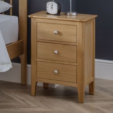 Cotswold Wooden 3 Drawers Bedside Cabinet In Natural