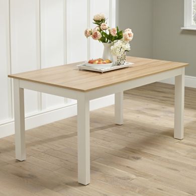 Cotswold Wooden Large Dining Table In Cream And Oak