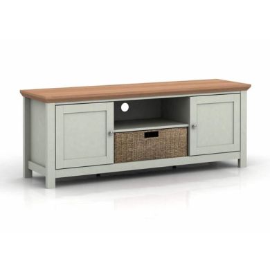 Cotswold Wooden TV Stand In Grey And Oak With 2 Doors