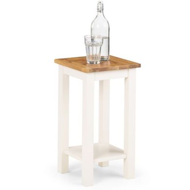 Coxmoor Tall Narrow Wooden Side Table In Ivory And Oak