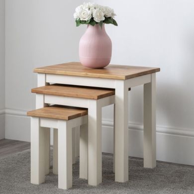 Coxmoor Wooden Nest Of 3 Tables In White And Oak