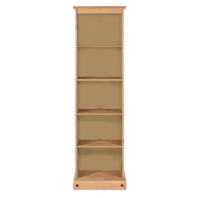 Corona Tall Narrow Wooden Bookcase With 4 Shelves In Natural