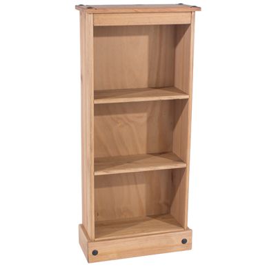 Corona Low Narrow Wooden Bookcase With 2 Shelves In Natural