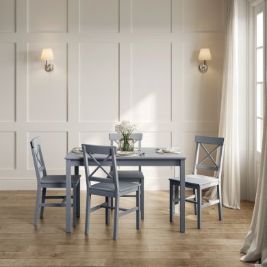 Crawford Wooden Dining Table With 4 Chairs In Anthracite Grey