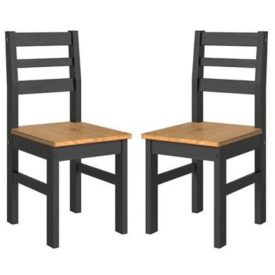 Corona Black Wooden Linea Ladder Back Dining Chairs In Pair