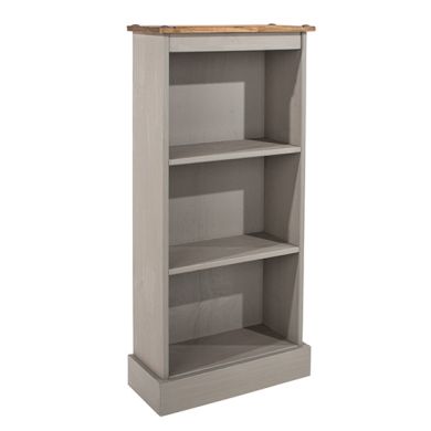 Corona Linea Wooden Narrow Low Bookcase With 2 Shelves In Grey