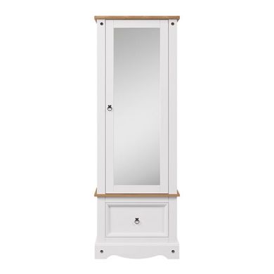 Corona Wooden Wardrobe With Mirrored Door And Drawer In White