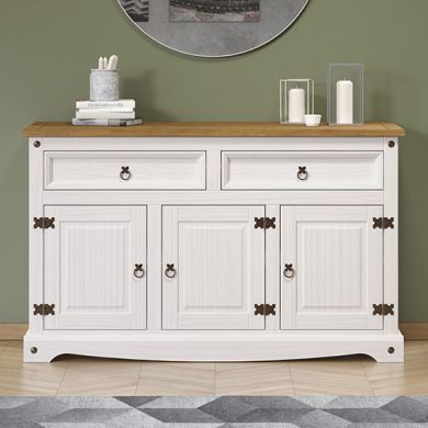Corona Wooden Sideboard 3 Doors 2 Drawers In White