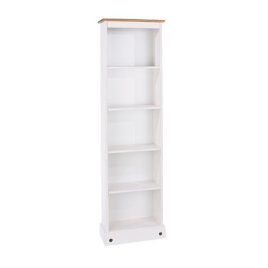 Corona Wooden Tall Narrow Bookcase In White