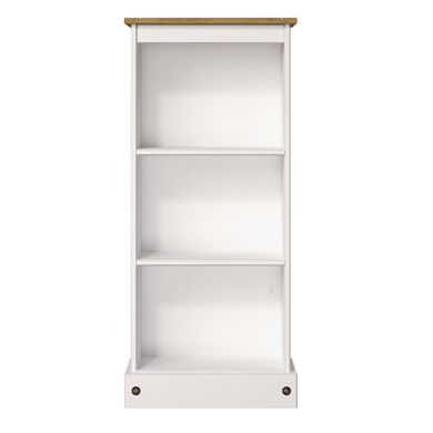 Corona Low Narrow Wooden Bookcase With 2 Shelves In White
