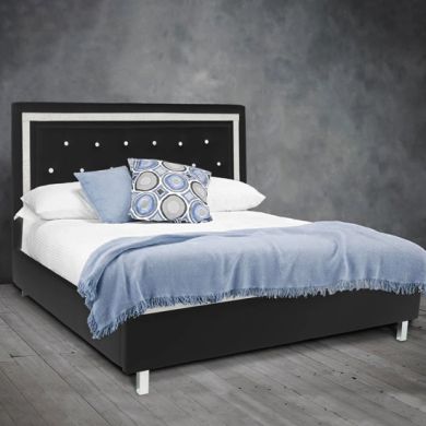Crystalle Faux Leather Upholstered Double Bed In Black