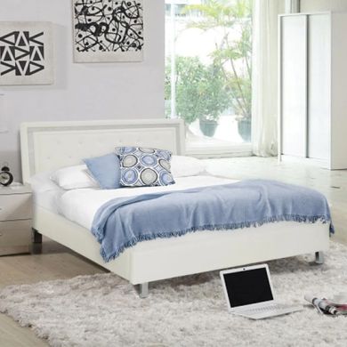 Crystalle Faux Leather Upholstered Double Bed In White