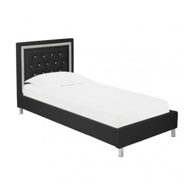Crystalle Faux Leather Upholstered Single Bed In Black