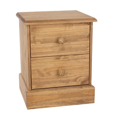 Calisa Wooden Bedside Cabinet With 2 Drawers In Waxed Pine