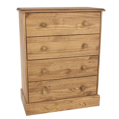 Calisa Wooden Chest Of 4 Drawers In Waxed Pine