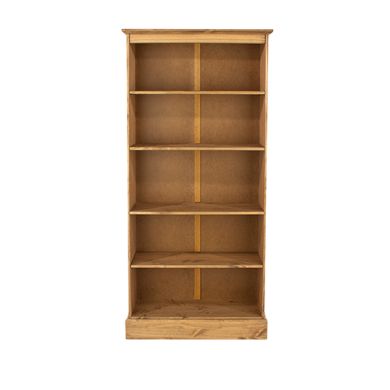 Calisa Tall Wooden Bookcase With 4 Shelves In Waxed Pine