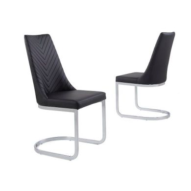 Curva Black Faux Leather Dining Chair In Pair