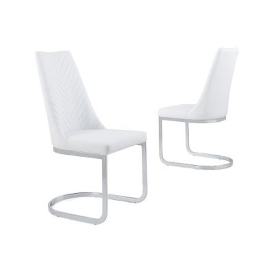 Curva White Faux Leather Dining Chair In Pair